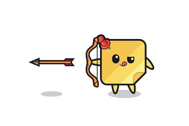 Illustration of sticky notes character doing archery