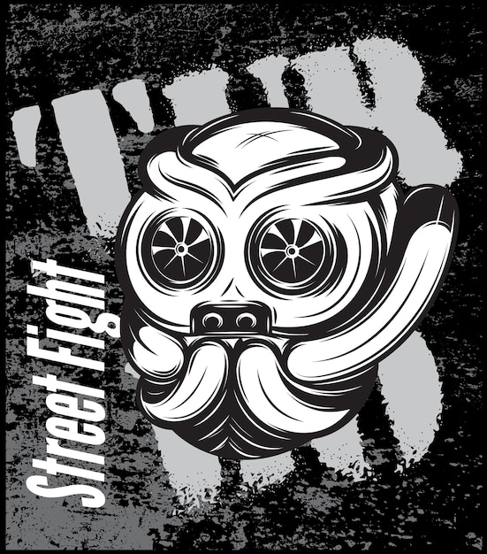 Illustration of street fight titanium bulldog with turbo