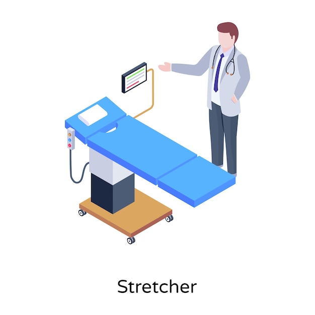 An illustration of stretcher in modern isometric design