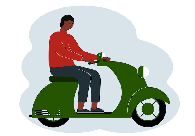 Illustration of a stylish man riding a scooter