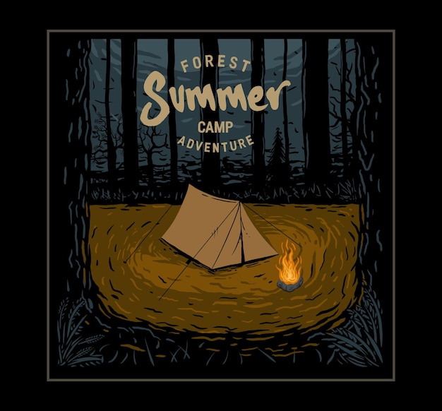 illustration summer camp forest