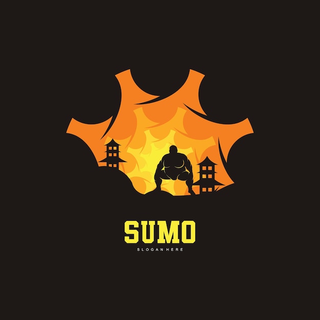  illustration of sumo fight logo design, sumo fight silhouette