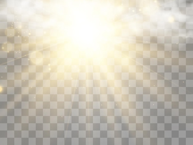 Illustration of the sun shining through the clouds. Sunlight. Cloudy vector.