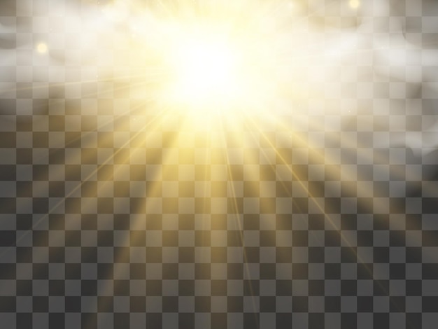 Illustration of the sun shining through the clouds. Sunlight. Cloudy vector.