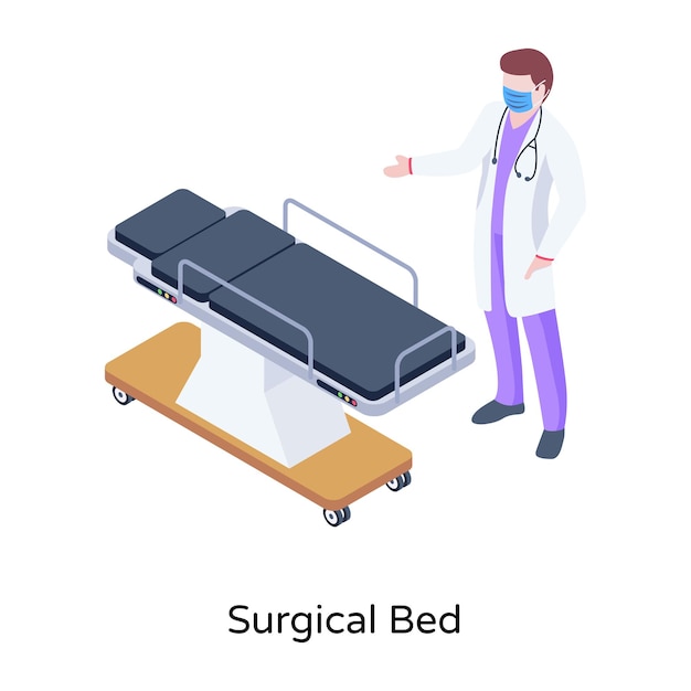 An illustration of surgical bed in modern isometric design