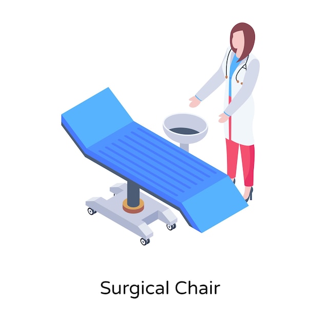 An illustration of surgical chair in isometric design