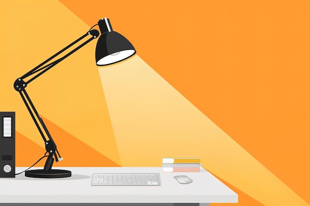 Vector illustration of table office desktop lighting lamp isolated