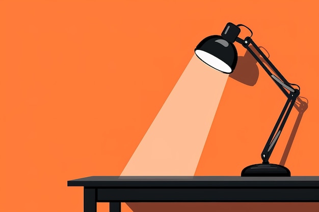 Vector illustration of table office desktop lighting lamp isolated