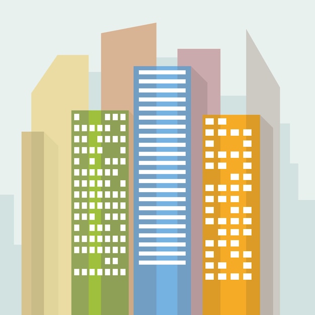 Illustration Of Tall Buildings In A City Center Isolated On Transparent Background