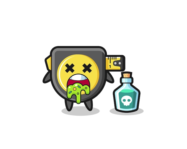 Illustration of an tape measure character vomiting due to poisoning