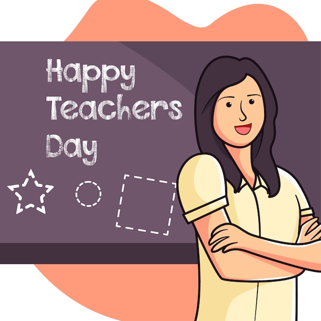 Illustration of teachers happy to teach at school