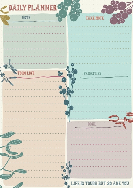 Illustration template daily planner planning to do list work productivity