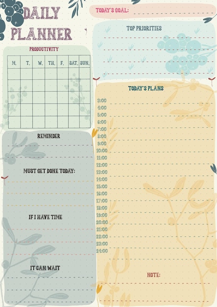 Illustration template daily planner planning to do list work productivity