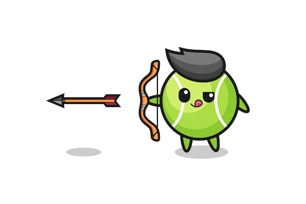 Illustration of tennis character doing archery , cute design