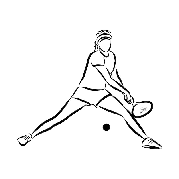 Illustration of tennis player with ball and racket isolated