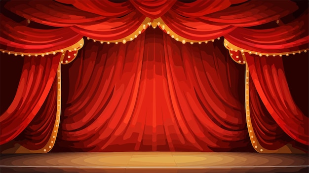 Vector illustration of a theater stage with curtains