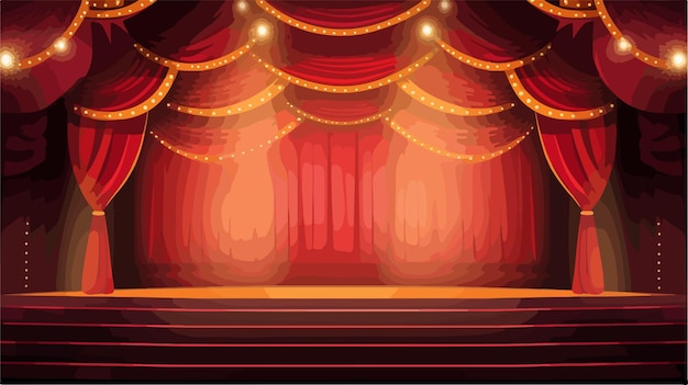 Illustration of a Theater Stage with Lots of Stage Elements