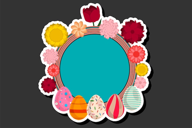 Vector illustration on theme celebration holiday easter with hunt colorful bright eggs