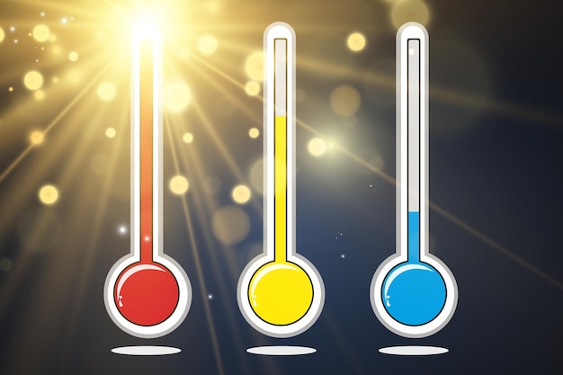 Illustration of a thermometer for measuring climatic conditions. Thermometers for heat and cold.