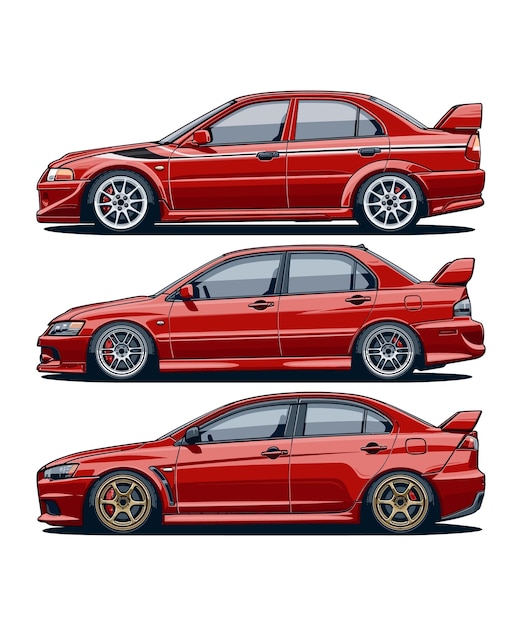 Illustration of three cars with different generations