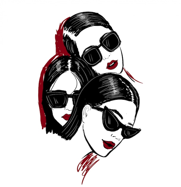 Illustration of three faces n glasses