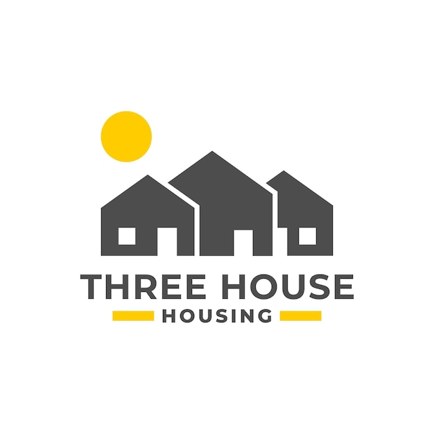 Illustration of a three house real estate company logo