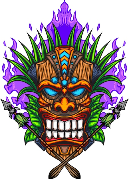 Illustration of tiki mask with premium quality stock vector