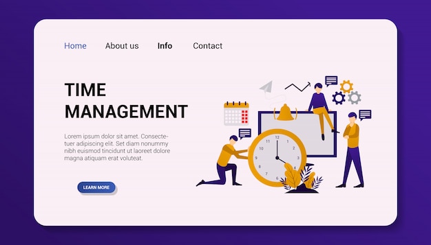 illustration, time management landing page flat design