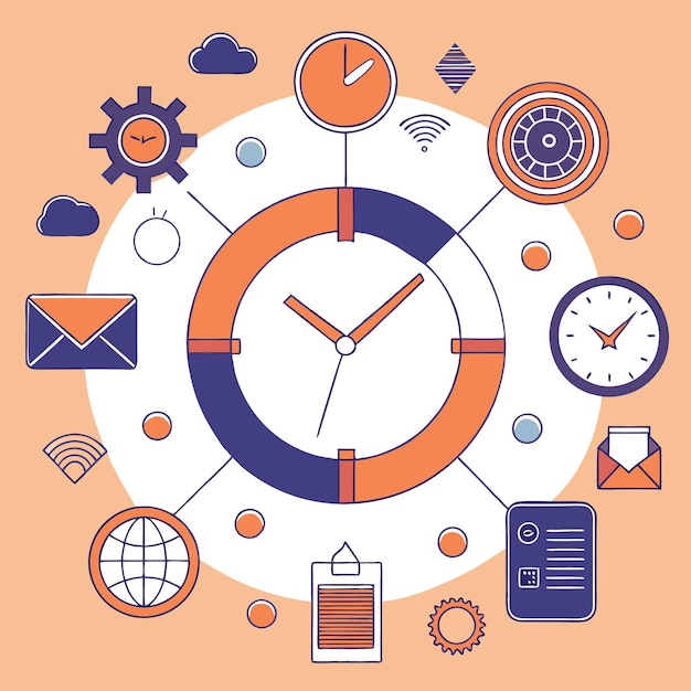 Vector illustration of time management and productivity concepts