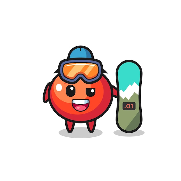 Illustration of tomatoes character with snowboarding style