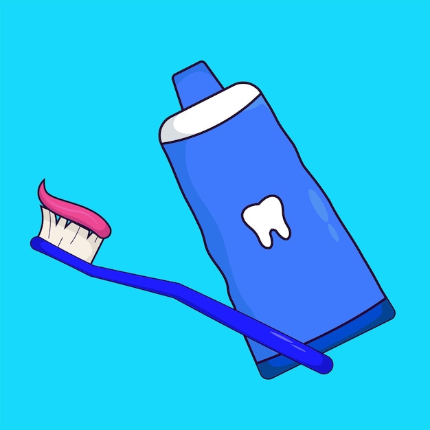 illustration of toothpaste and toothbrush