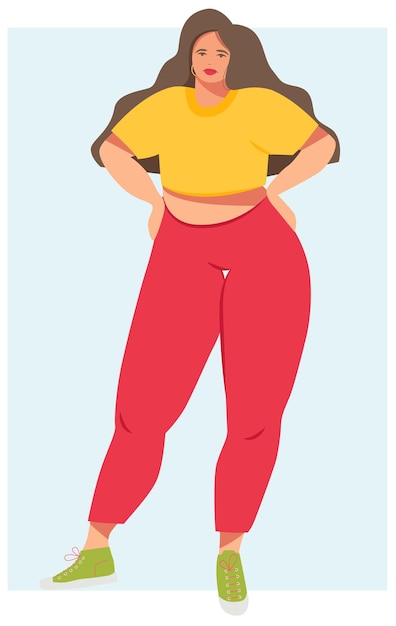 Illustration on the topic of body positivity and physical activity Excess weight fullness