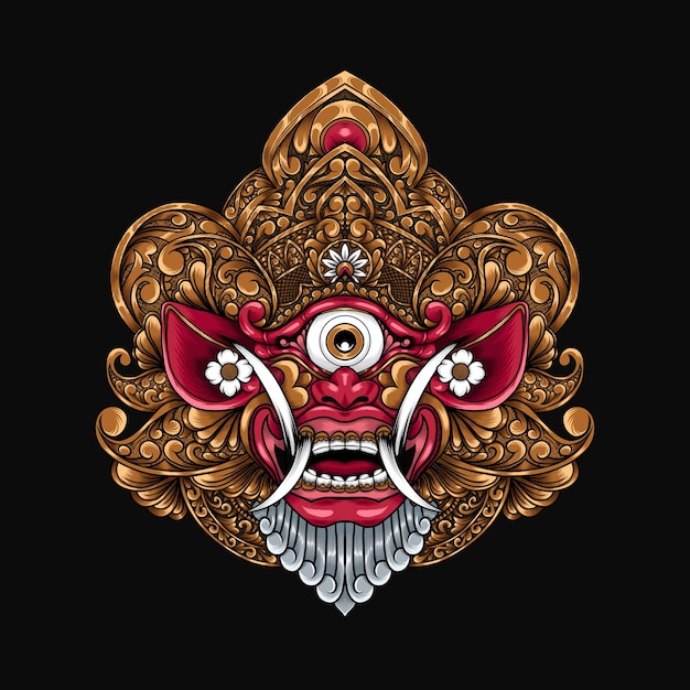 Vector illustration of a traditional balinese barong mask