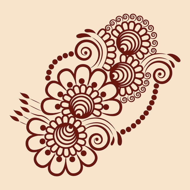 Vector illustration of traditional indian henna mehndi floral ornament design