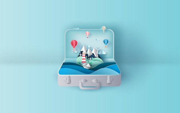 Illustration of travel in holiday vacation summer season suitcase concept