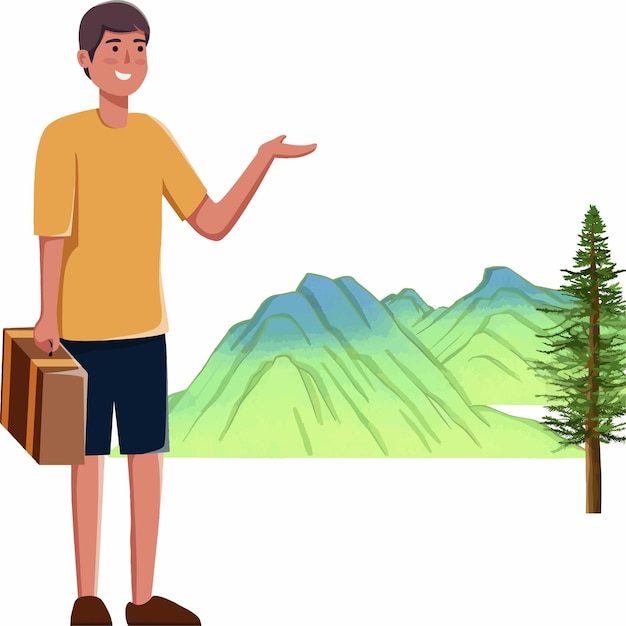 illustration of traveling to the mountains