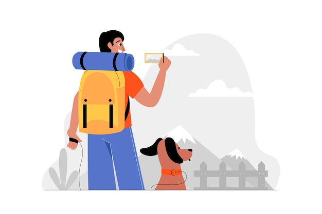 Vector illustration of traveling with dogs