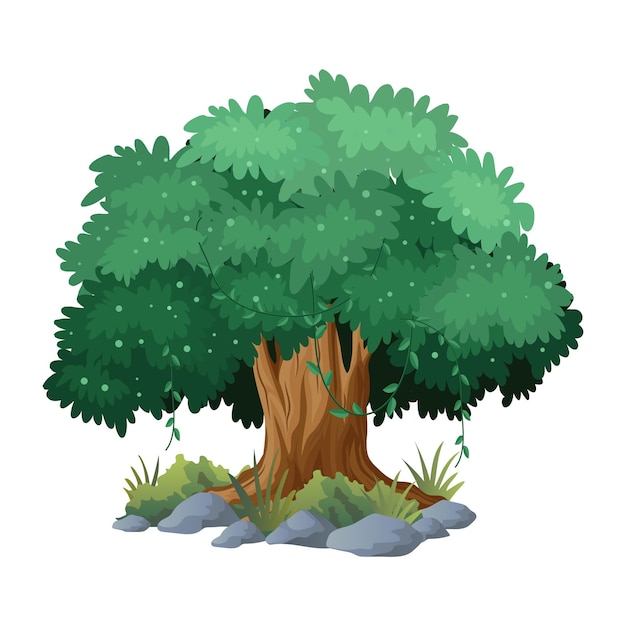 Illustration of tree vector with white background