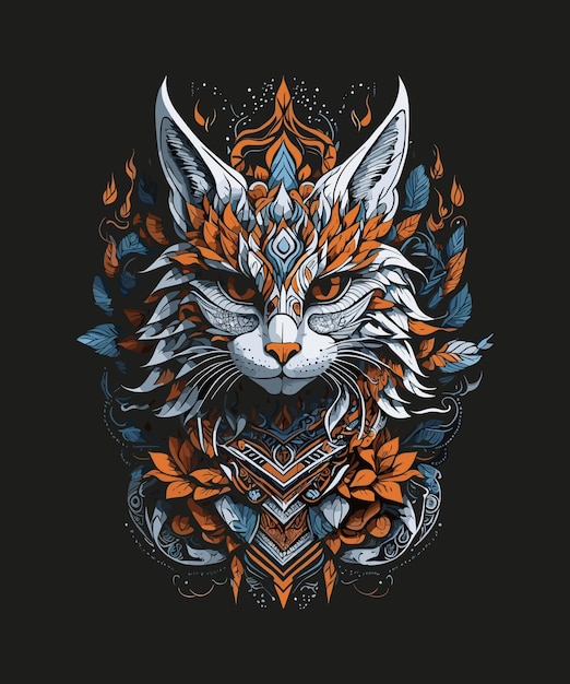 Illustration of a tribal spirit cat