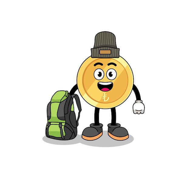 Illustration of turkish lira mascot as a hiker