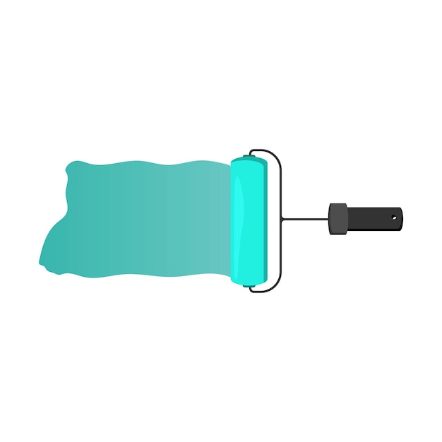 Vector an illustration of a turquoise painting roller painting