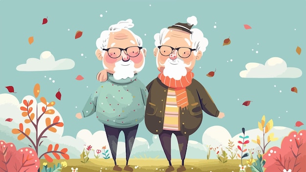 an illustration of two old men with glasses and a beard