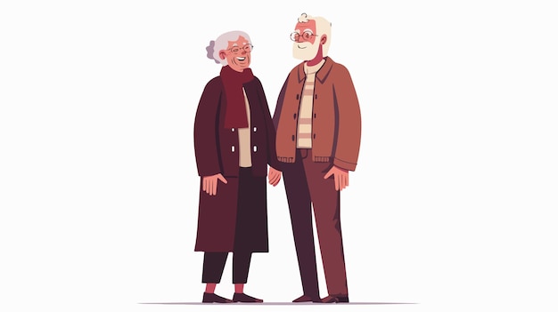 an illustration of two old people with a man and woman holding hands