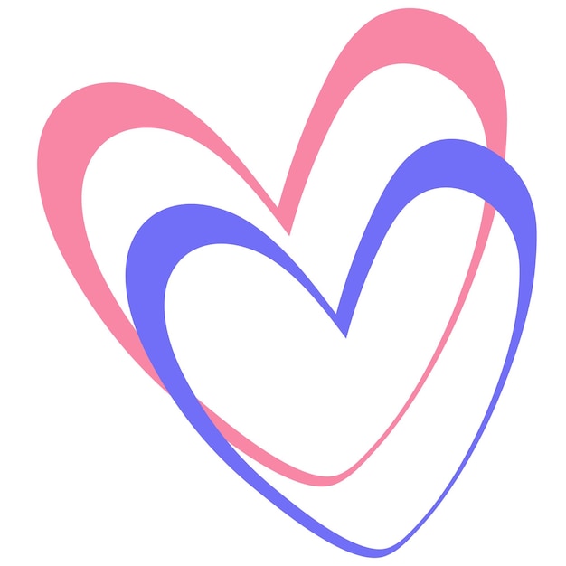 Illustration of two pink and blue hearts