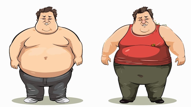 Vector illustration of an unhealthy and overweight man