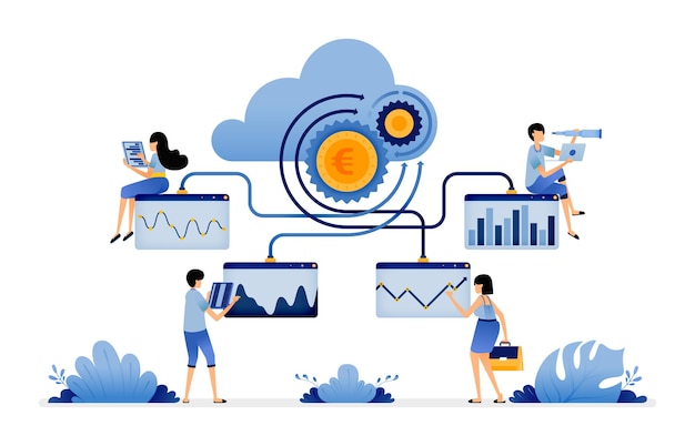 Illustration of upload and access financial data