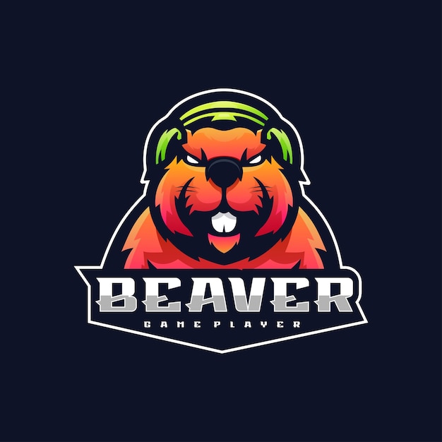 Illustration Vector Beaver Mascot Esport Logo style