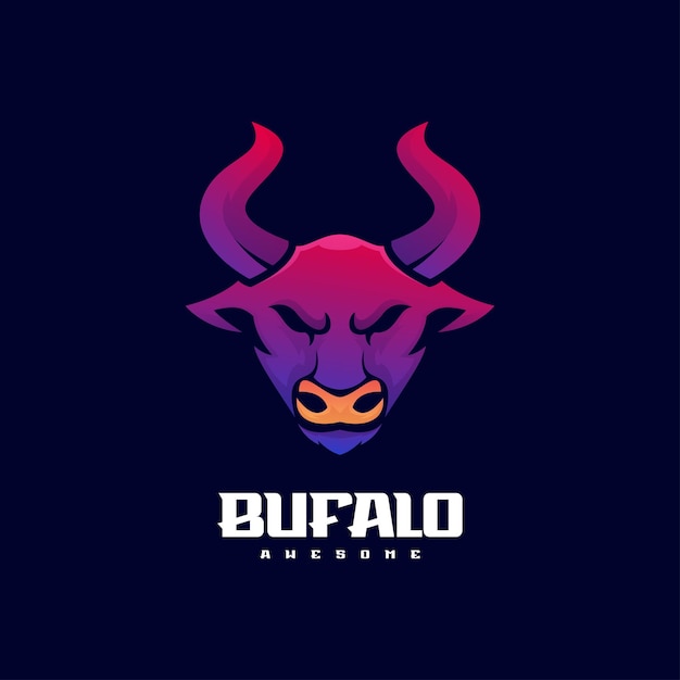 Illustration Vector Buffalo Gradient colorful Style