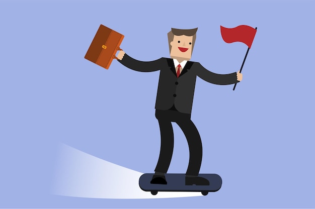 Illustration vector of businessman get finish flag of leadership training as business concept