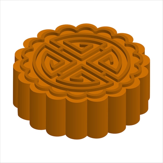 illustration vector of Chinese vitage stamp sign moon cake isometric 3d  isolated on white